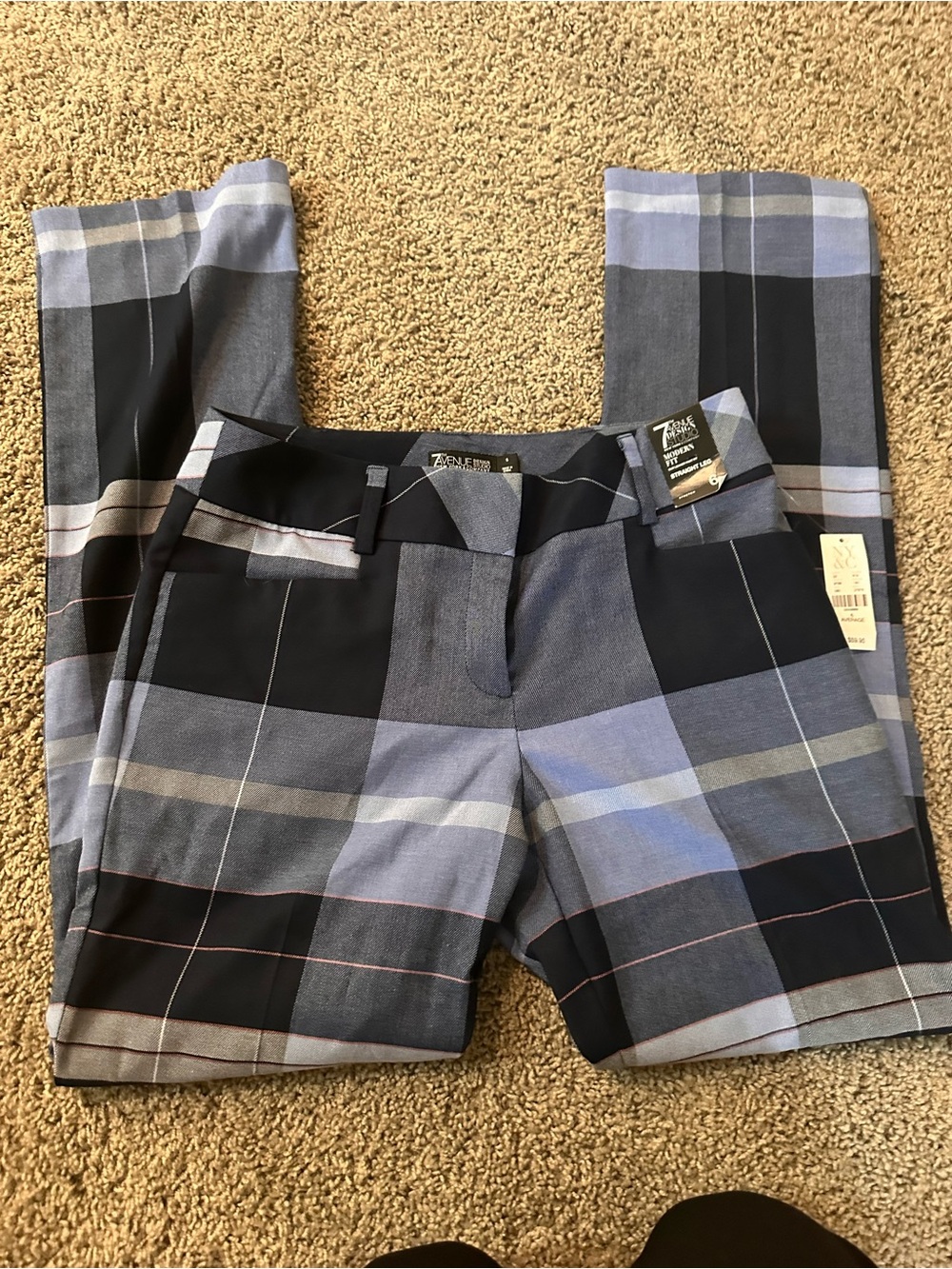 Blue Plaid Dress Pants
